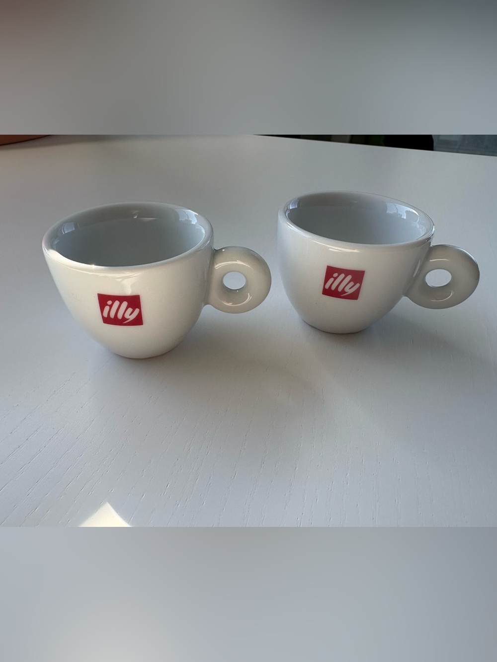 illy White Espresso Cups with Red Logo (Set of 2)